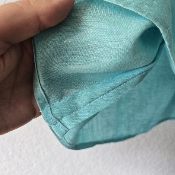 J Jill L love linen‎ Teal Boxy Button Up Tank Top Mother of Pearl - Picture 6 of 6
